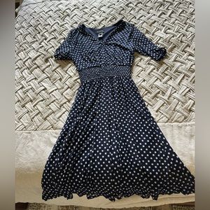 En Focus Petite short sleeve polka dot midi swing dress Size M